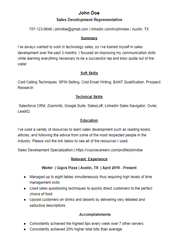 SDR Resume