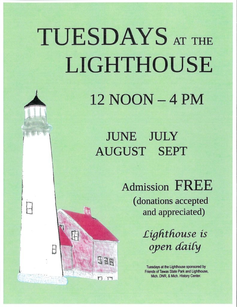 Tuesdays at the Lighthouse, 12 Noon – 4 PM, June July August Sept. Admission FREE, donations accepted. Lighthouse is open daily.