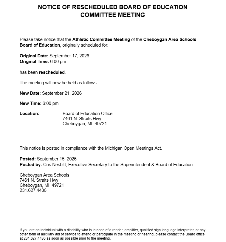 Athletic Committee Meeting