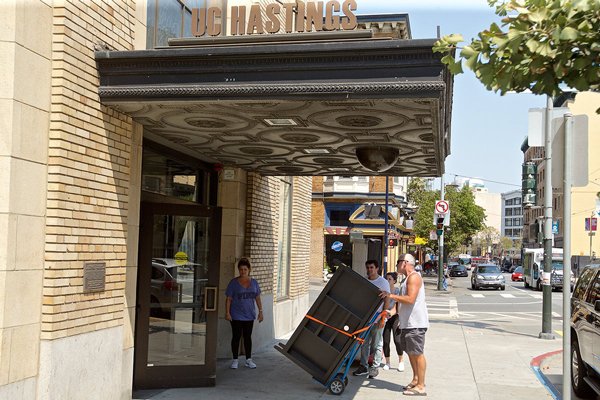 Students move in to McAllister Tower at UC Hastings College of the Law on Thursday, August 9, 2018.