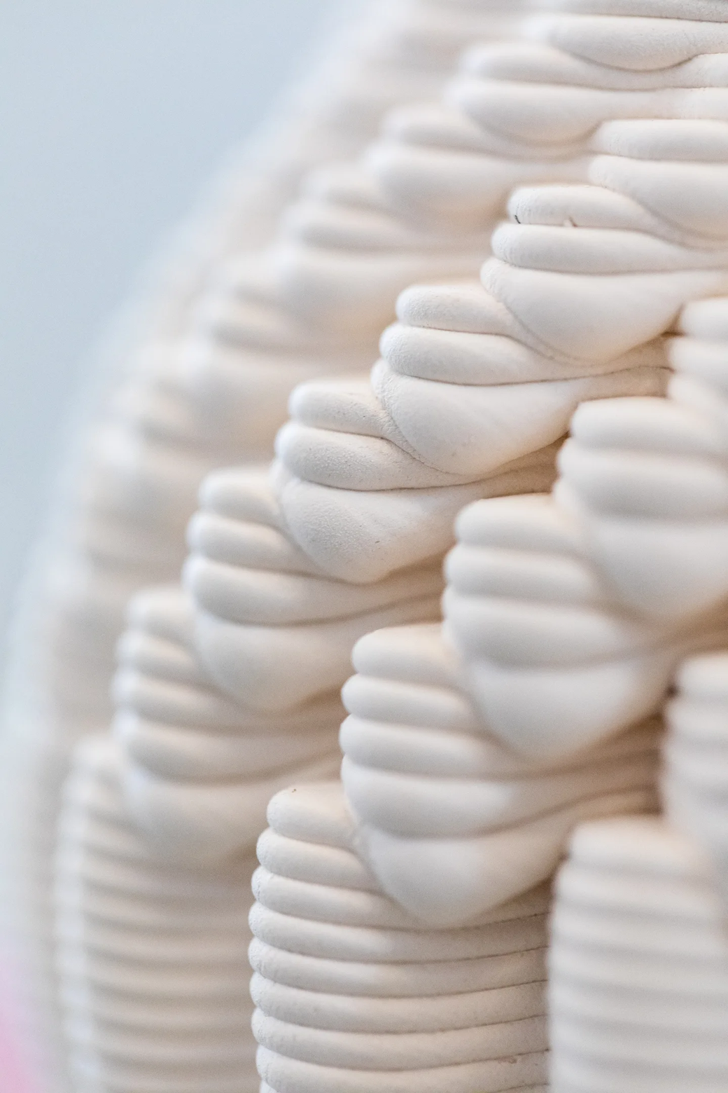 Close up of coiled ceramics.