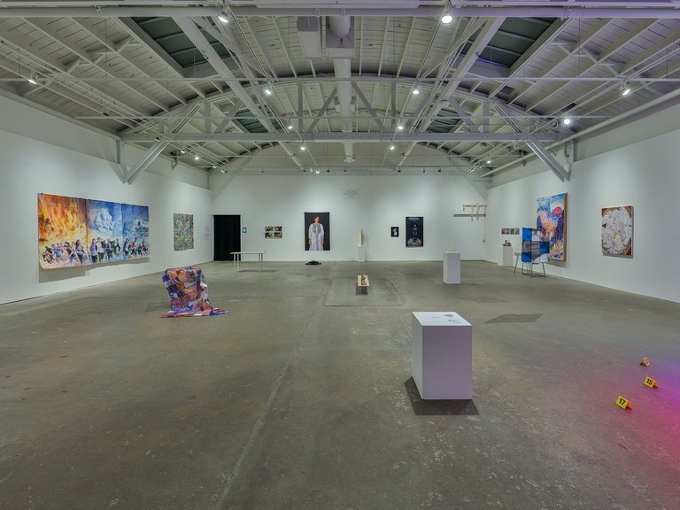 The 2021 MFA Showcase exhibition in the gallery at 360 Kansas Street