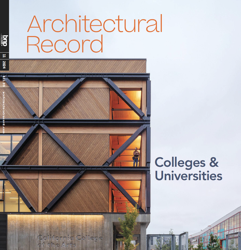 CCA highlighted on the cover page of Architectural Record