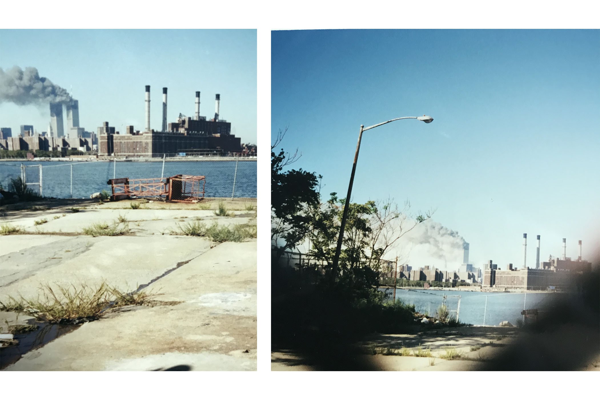Photos of the Twin Towers from down the street in Brooklyn on September 11, 2001.