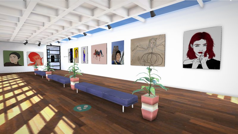Interior of a gallery in a Virtual Reality exhibition