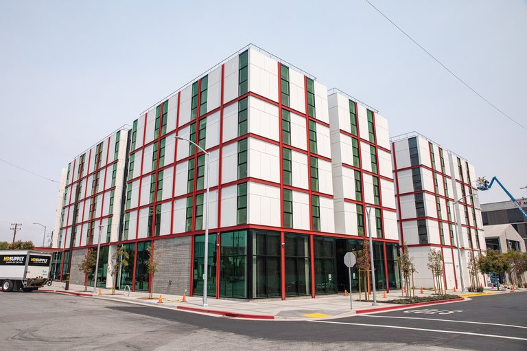 An exterior view of Founders Hall.