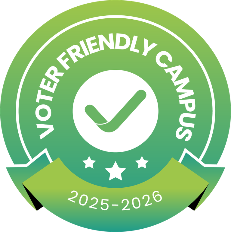 Green voter friendly campus graphic.