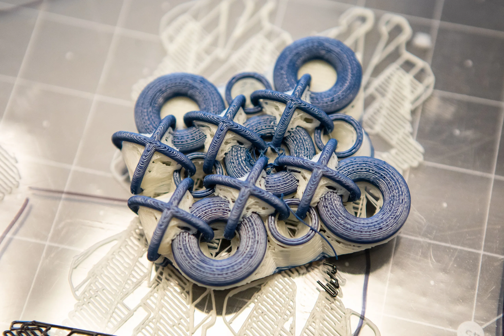 Close up of a 3d printed prototype.