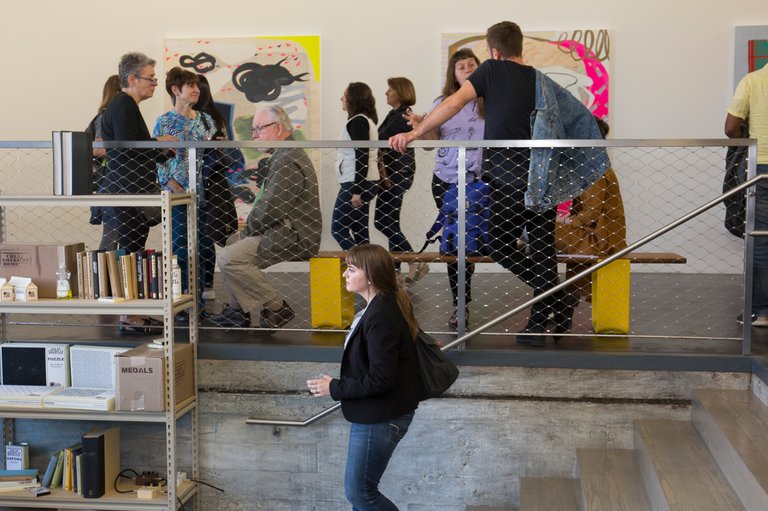 Photo of attendees at the 2017 CCA MFA Thesis Exhibition.