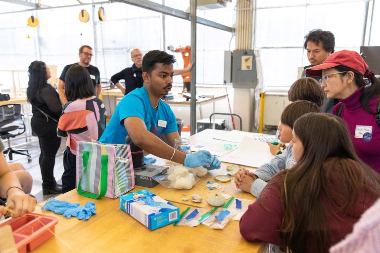 Graduate student presenting their work during CCA's Graduate Open House.