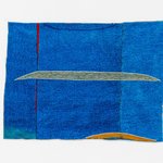 Teresa Baker, Untold (View from the Tower Studio), 2022 Yarn, thread, and spray paint on artificial turf 24.5 x 32 inches. Courtesy of the Gochman Family Collection.