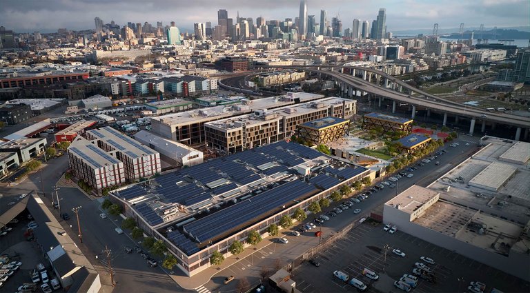 An aerial view of the Double Ground architectural rendering or illustration.