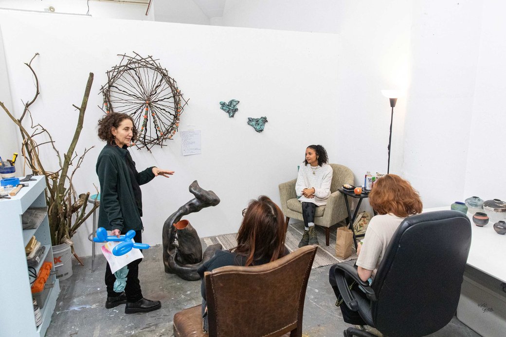 MFA students hangout during Open Studios