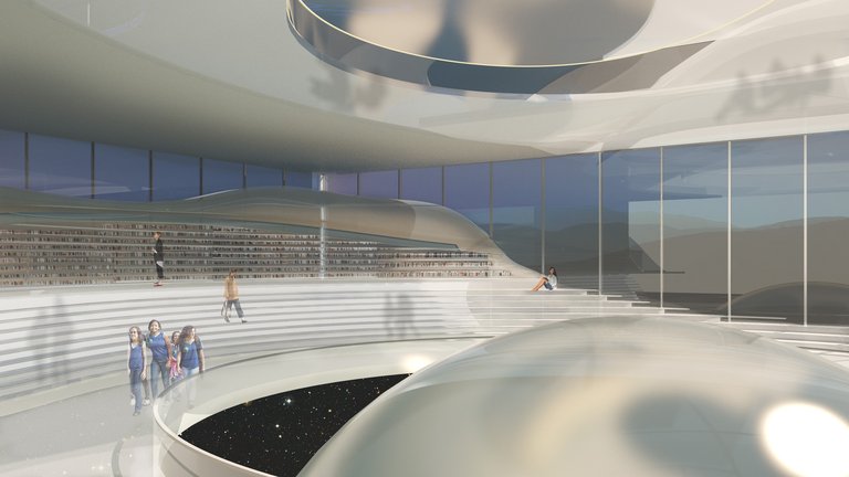 A rendering of Interior Design student Moon Lou’s Dark Sky Research Center concept and design.