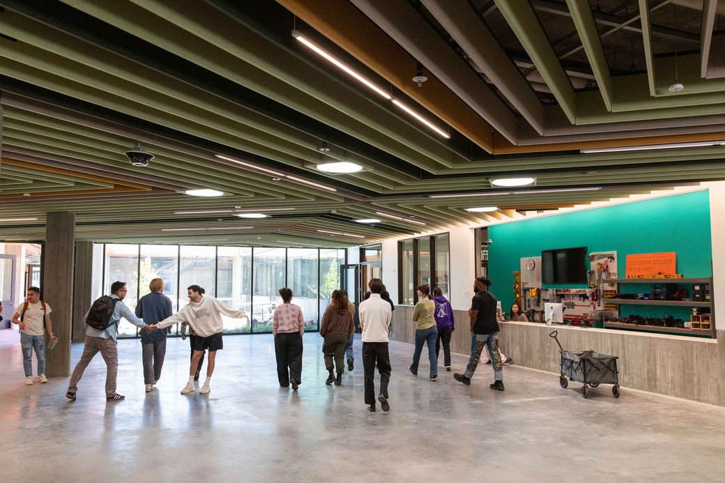 Students arrive to check out equipment at the new Resource Hub.