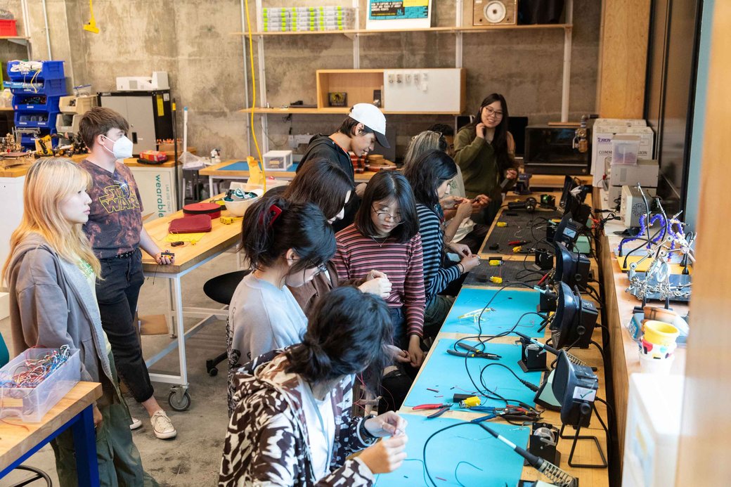 Students experiment in the state-of-the-art Hybrid Lab in the newly expanded campus.