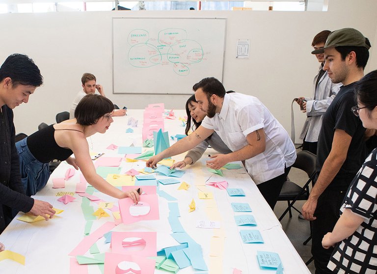Assistant Professor Juan Carlos Rodriguez Rivera (center) teaches his Decolonization & Design course in 2019.