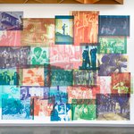 Founders Hall mural in the foyer of the new residence hall