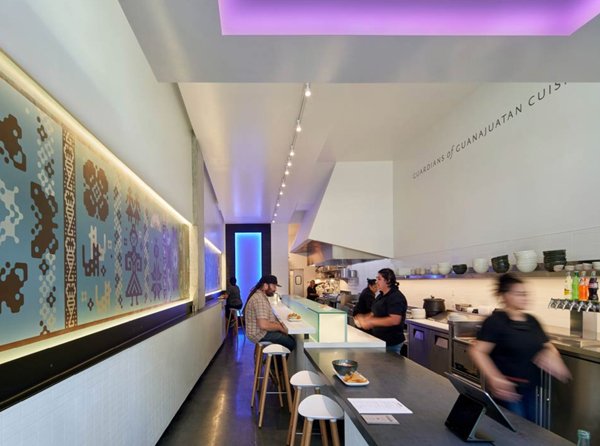 Inside of El Pípila, the James Beard Award winning restaurant for Outstanding Design.
