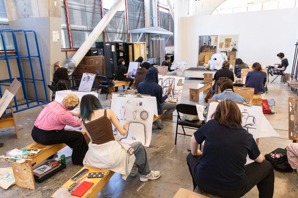 Students in a Drawing 1 class.