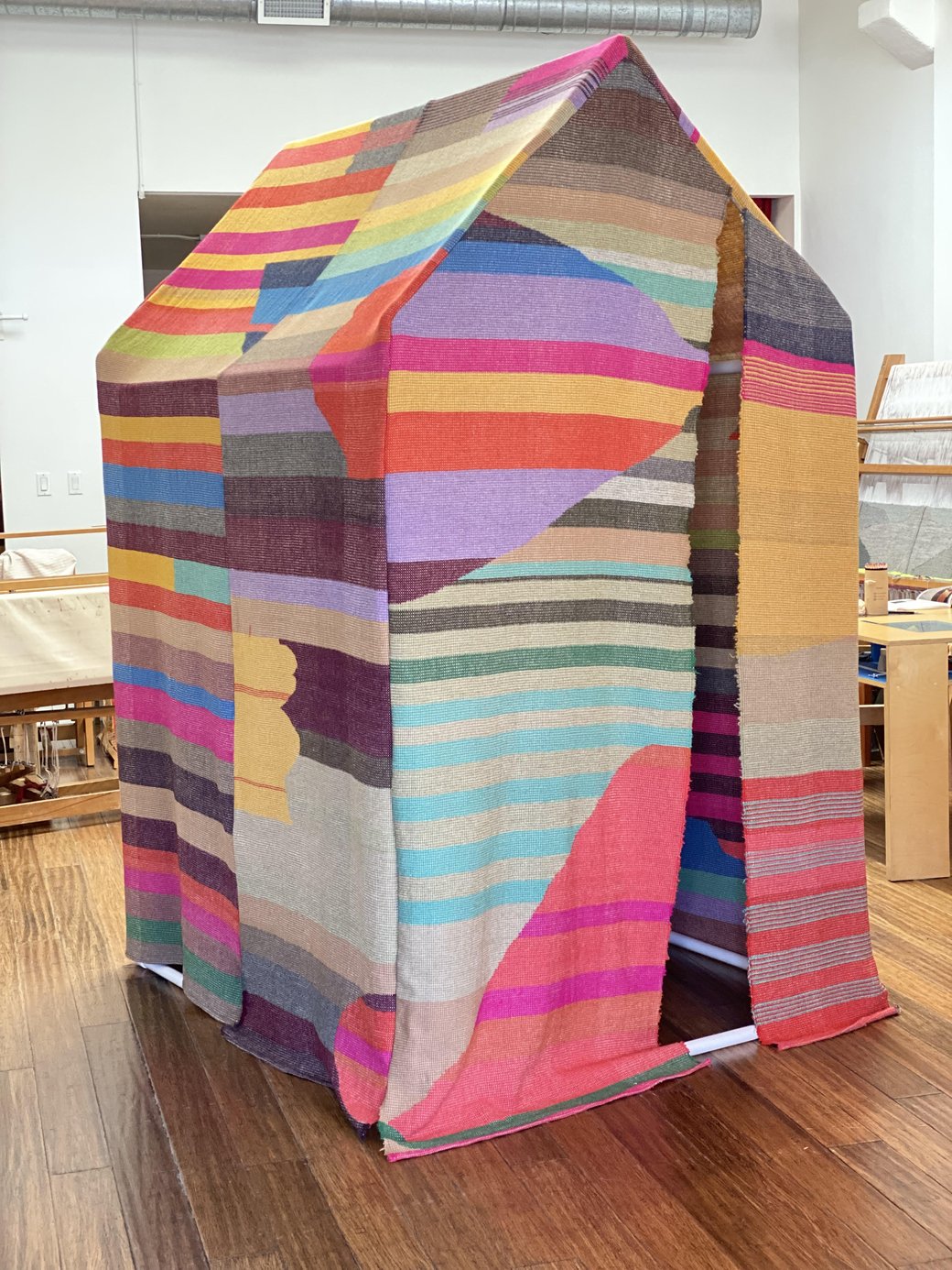 A colorful tent textile.