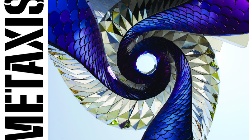 FUTUREFORMS, Orbital, 2021. Stainless steel and aluminum, 24’ x 24’ x 33.3’. Mission Bay, San Francisco.