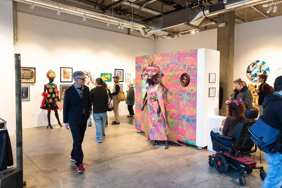 Illustration Chair Michael Wertz attends the Hello Trouble Exhibition at CCA's Campus Gallery.