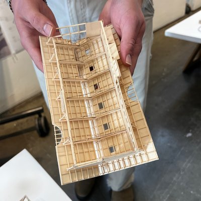 Wooden architectural model.