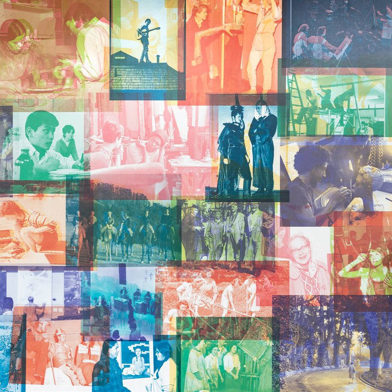 Founders Hall Mural in the new Founders Hall student housing building.