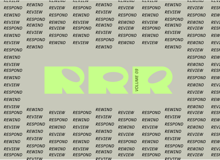 Graphic of the words 'rewind review respond' and giant letters 'RRR'