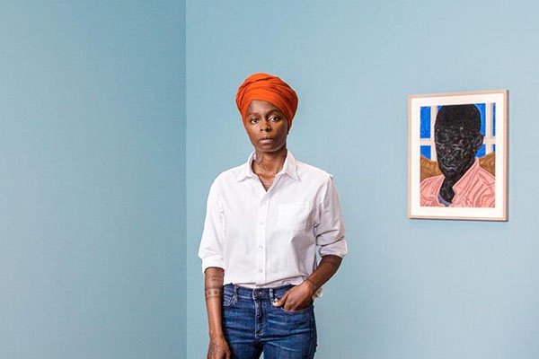 CCA Alumna Toyin Ojih Odutola in her exhibition "Testing the Name" at at the SCAD Museum of Art, Savannah, Georgia.