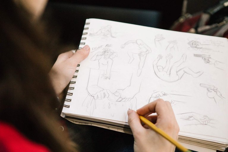 Student drafting animation ideas