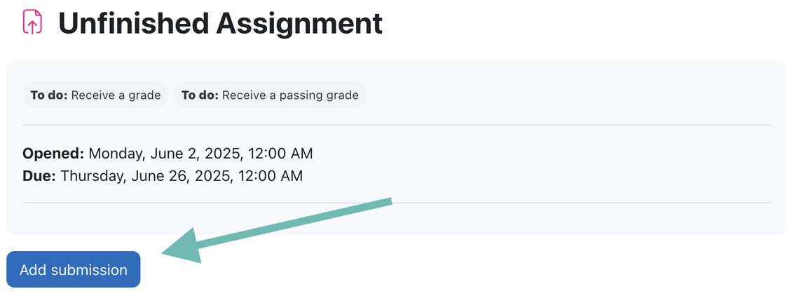 Add submission button of a Moodle assignment