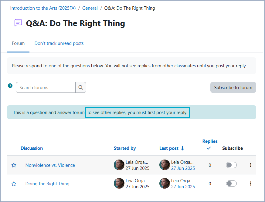 example of a questions and answer forum