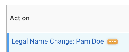 Legal name change request related actions button