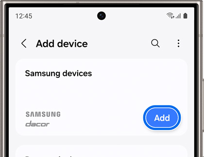 Botão Adicionar destacado na tela Adicionar dispositivo