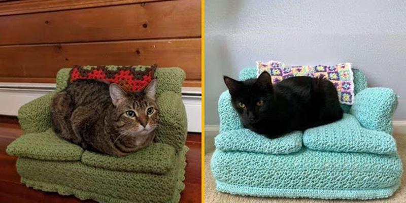 Topitruc Un Modele Au Crochet Pour Fabriquer Un Canape Kitsch Pour Ton Chat Illipress Divertissements