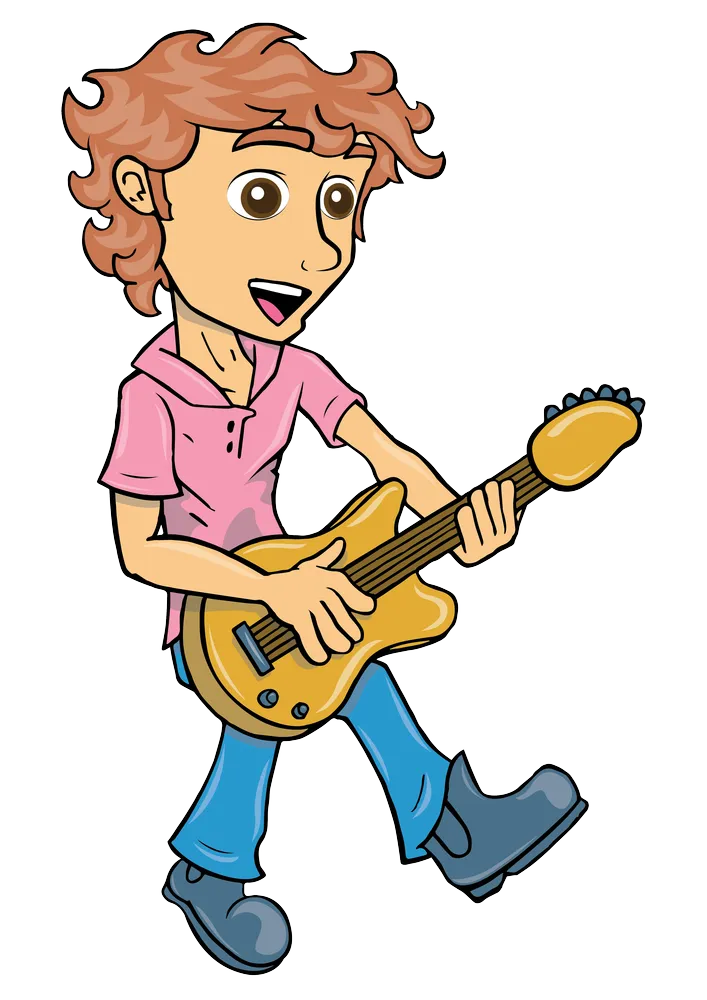 Oz from Can Do Kids Band playing electric guitar