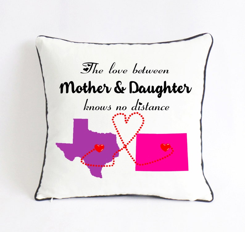 The Love Between Mother Daughter Love Knows No Distance Pillow, Birthday Gifts For Mom	
