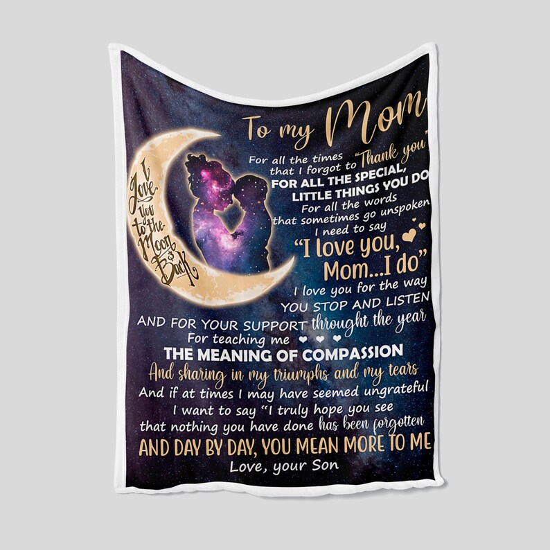 Personalized To My Mom I Love You To The Moon And Back Blanket,  Mother Throw Blanket, Birthday Gift For Mom