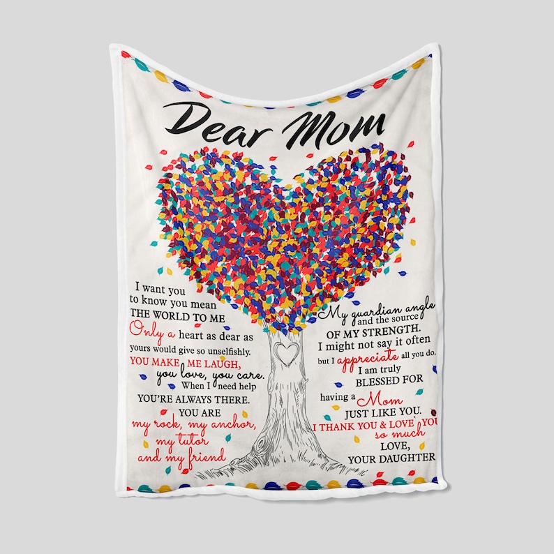 Personalized Dear Mommy You Are The World With Me Heart Tree Blanket, Mother Blanket, Birthday Gift For Mom