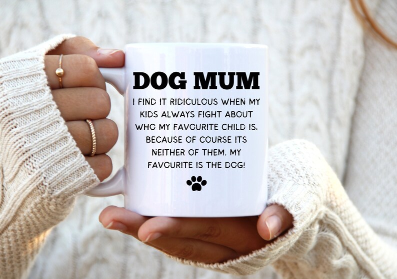 Cat Mum My Favourite Is Dog Mug, Dog Mum Mug, Cat Lover Present, Birthday Gift For Mom