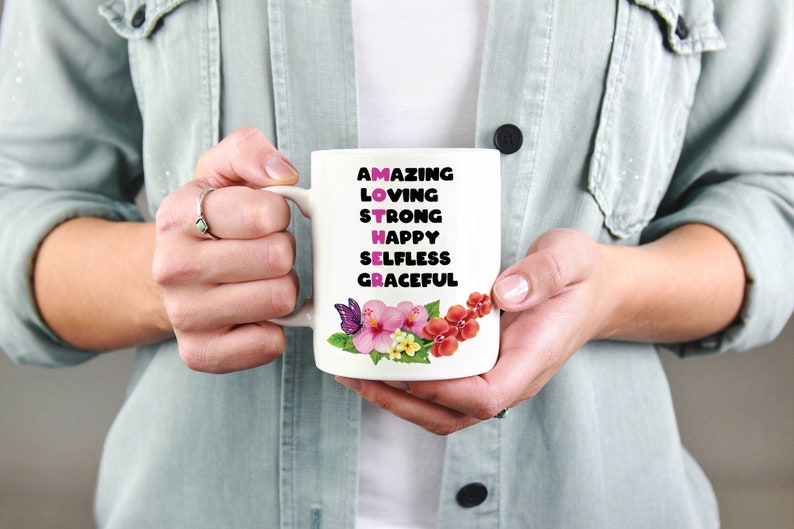  Amazing Loving Strong Happy Selfless Graceful I Love Mom Mug, Mother's Day Mug, Birthday Gift For Mom