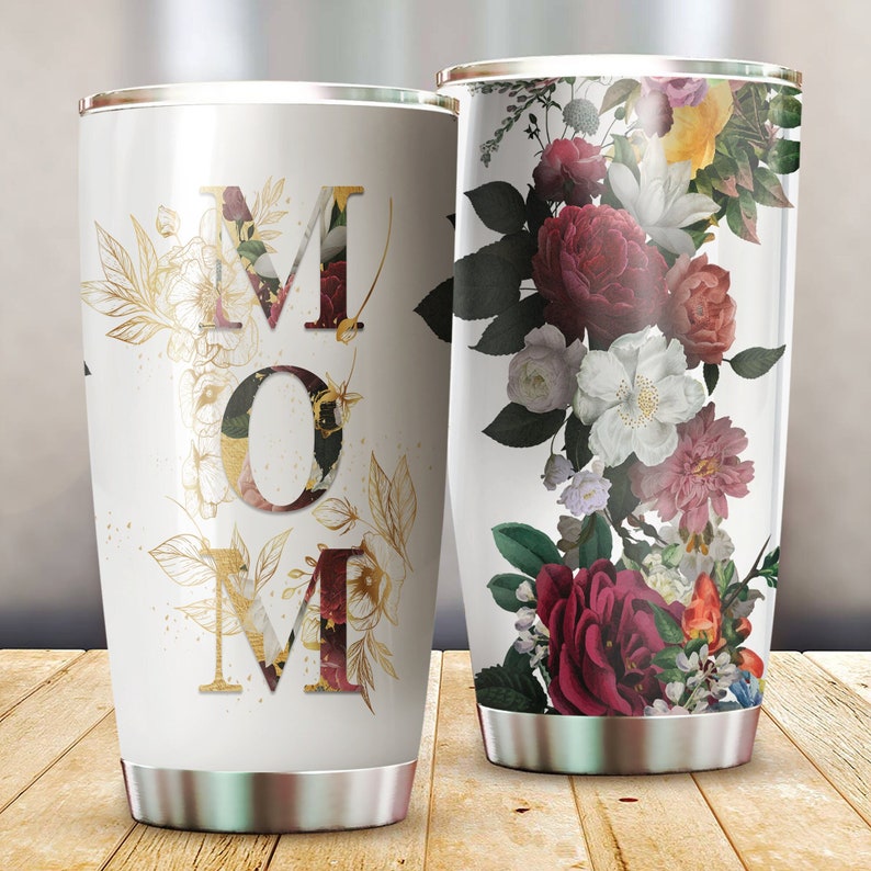 Personalized Mom Flowers Tumbler, Mom Tumbler, Birthday Gift For Mom