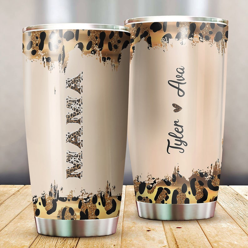 Personalized Mama Leopard Tumbler, Custom Name Mom Tumbler, Birthday Gift For Mom