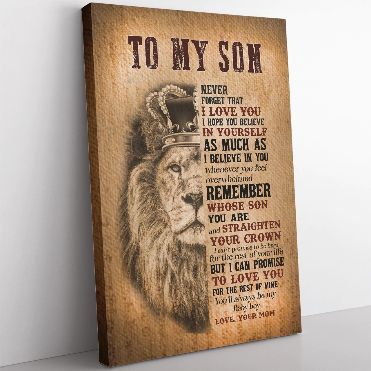 Personalized Mother Name Lion King To My Son Never Forget I Love You Canvas, Personalized Gift For Son