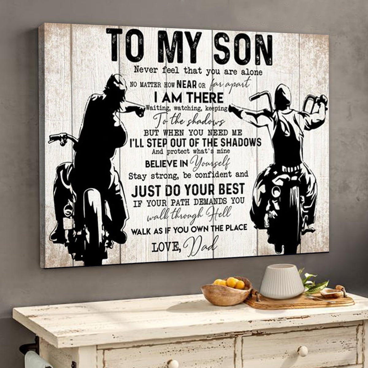 Custom Name To My Son From Dad Just Do Your Best Biker Gift For Son Canvas 