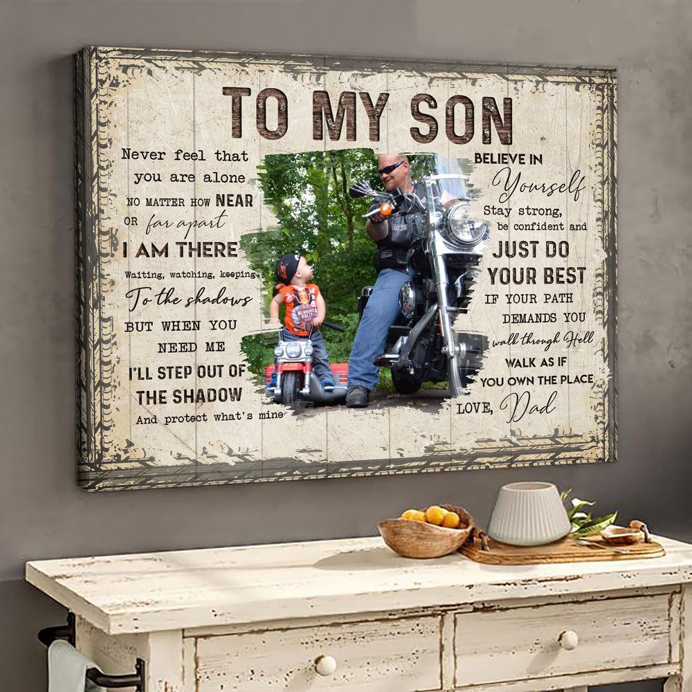 Personalized Photo To My Son Just Do Your Best Son And Dad Biker Canvas