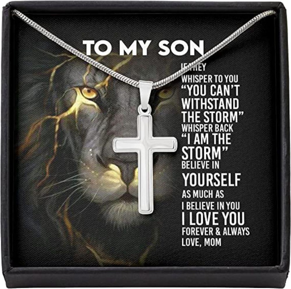 Birthday Gift For Son To My Son From Mom I Believe In You Tiger Cross Necklace