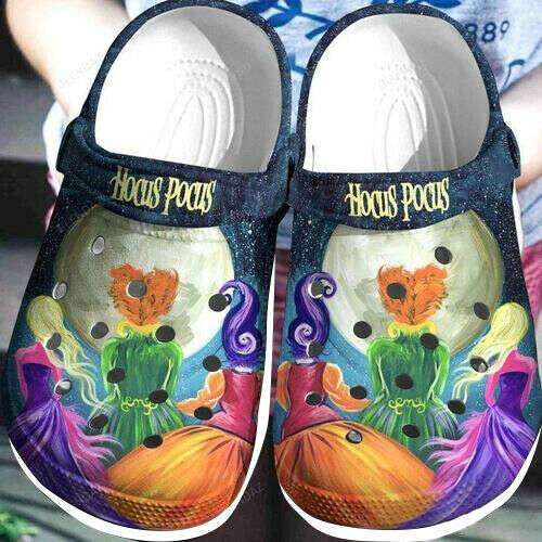 Halloween Hocus Pocus Colorful Crocs Crocband Clogs, Halloween Gift Ideas For Adults